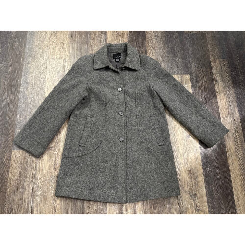 East 5th Gray Wool Blend Button Front Car Coat Jacket Womens Medium RN 93677